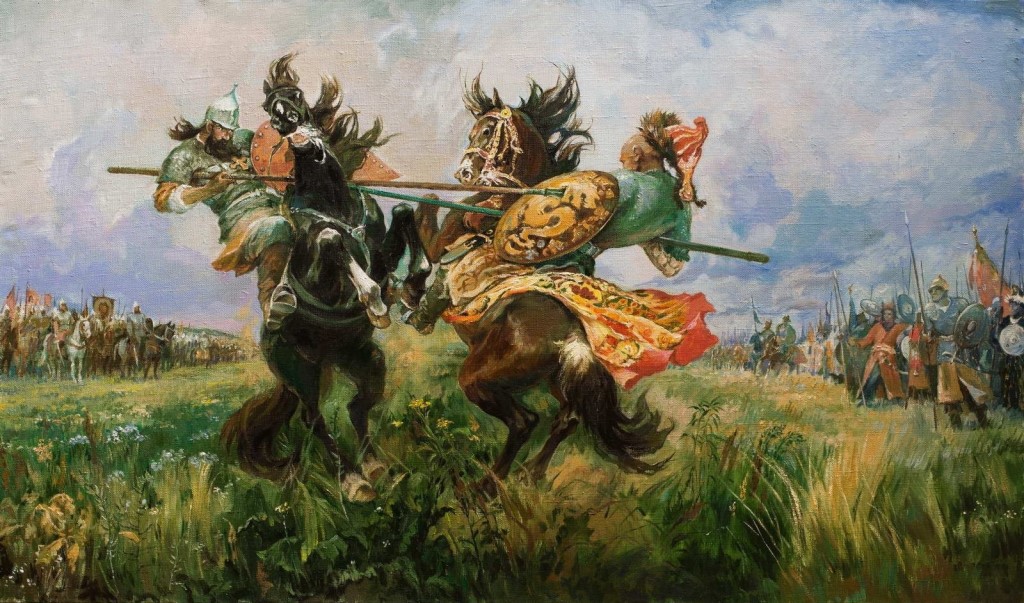Поединок богатырей Пересвета и Челубея - узнайте подробности Куликовской битвы на сайте kulikovskayabitva.ru